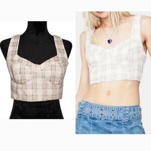 LE LIS NWT Plaid Crop Top, Women's Size Large